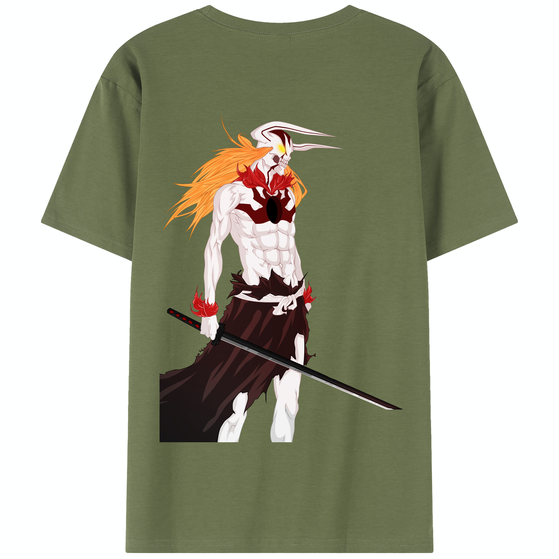 （画像用） ブリーチ 黒崎一護（くろさき いちご）BLEACH Kurosaki Ichigo 綿100％半袖Tシャツ（背面プリント）